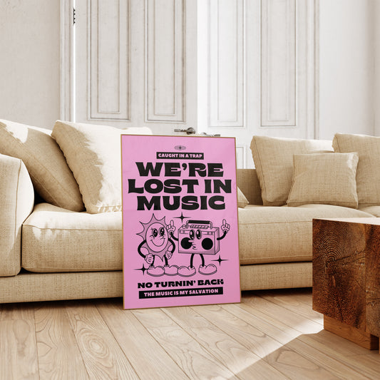 Lost In Music Inspired Art Print, Music Lyrics Wall Art, Lost In Music, Retro Music Print, Music Wall Art, Disco Print, Music Lyrics