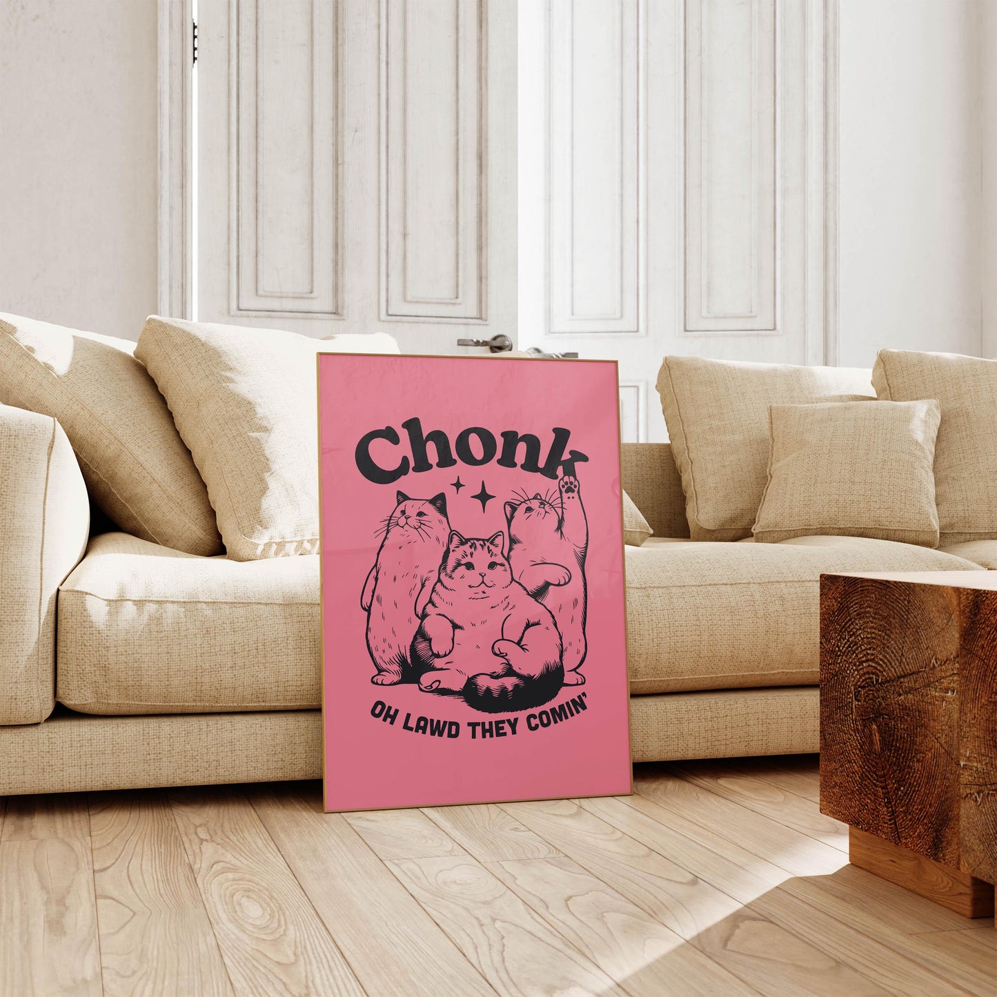 Chonk Inspired Art Print, Cat Wall Art, Oh Lawd They Comin, Cat Prints, Chonk Art, Gift For Cat Lover, Chonks