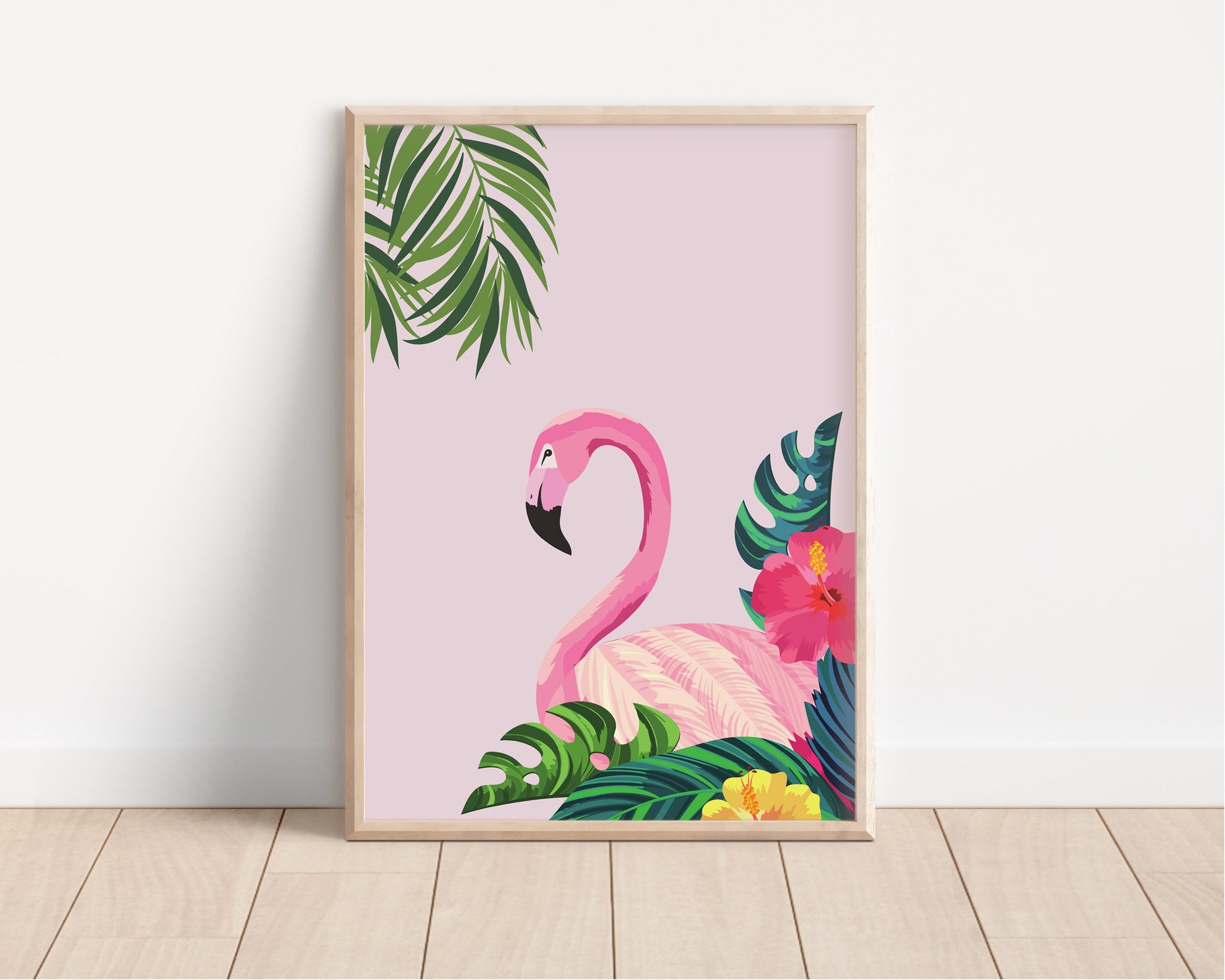 Pink Flamingo Print, Boho Home Decor, Animal Wall Art, Animal Prints, Living Room, A5/A4/A3/A2, Trending, Retro Colours, Flamingo Art Print
