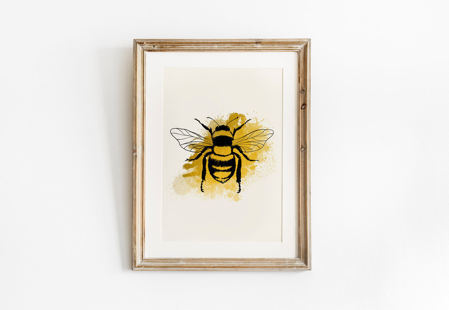 Bee Art Print, Manchester Art Print, Manchester Bee, Manchester Print Unframed, A5/A4/A3/A2, Manchester Bee, Bee Art, Gold Colouring,