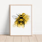 Bee Art Print, Manchester Art Print, Manchester Bee, Manchester Print Unframed, A5/A4/A3/A2, Manchester Bee, Bee Art, Gold Colouring,