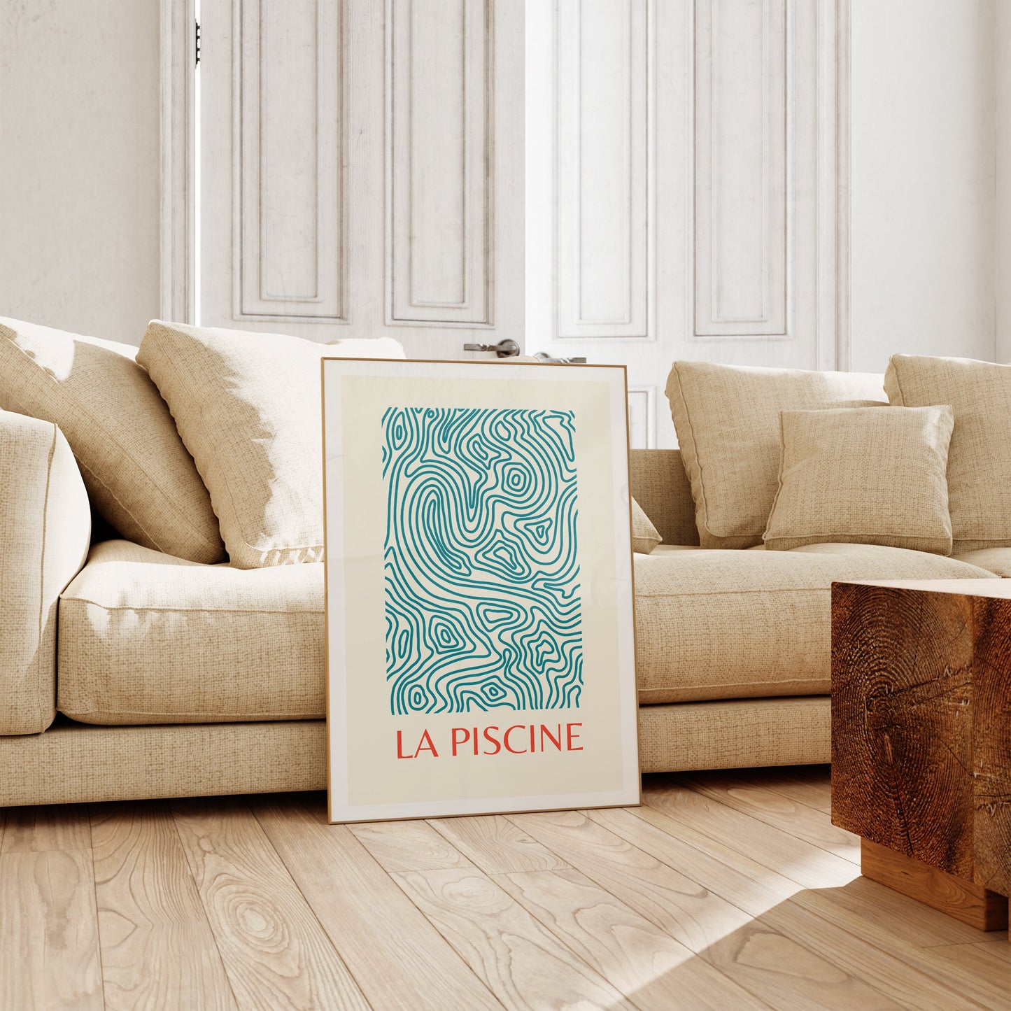 Abstract Art Print, French Style Print, Classic Retro Print, Modern Aesthetic, Minimal Design, Trending, Retro Colours, Swimming Pool