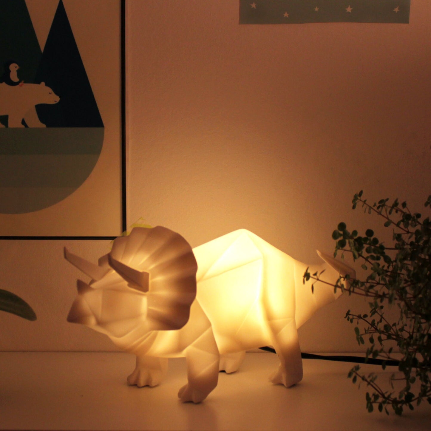 Mini Dinosaur LED Night Light, Green, LED Dinosaur Lights, Dinosaur Shaped Lights, Dinosaur, Origami Style