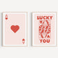Set of 2 Trendy Playing Card Prints, Retro Aesthetic Prints, Pink, Navy Ace Card Poster, Lucky You Poster, Trendy Wall Art, Dining room