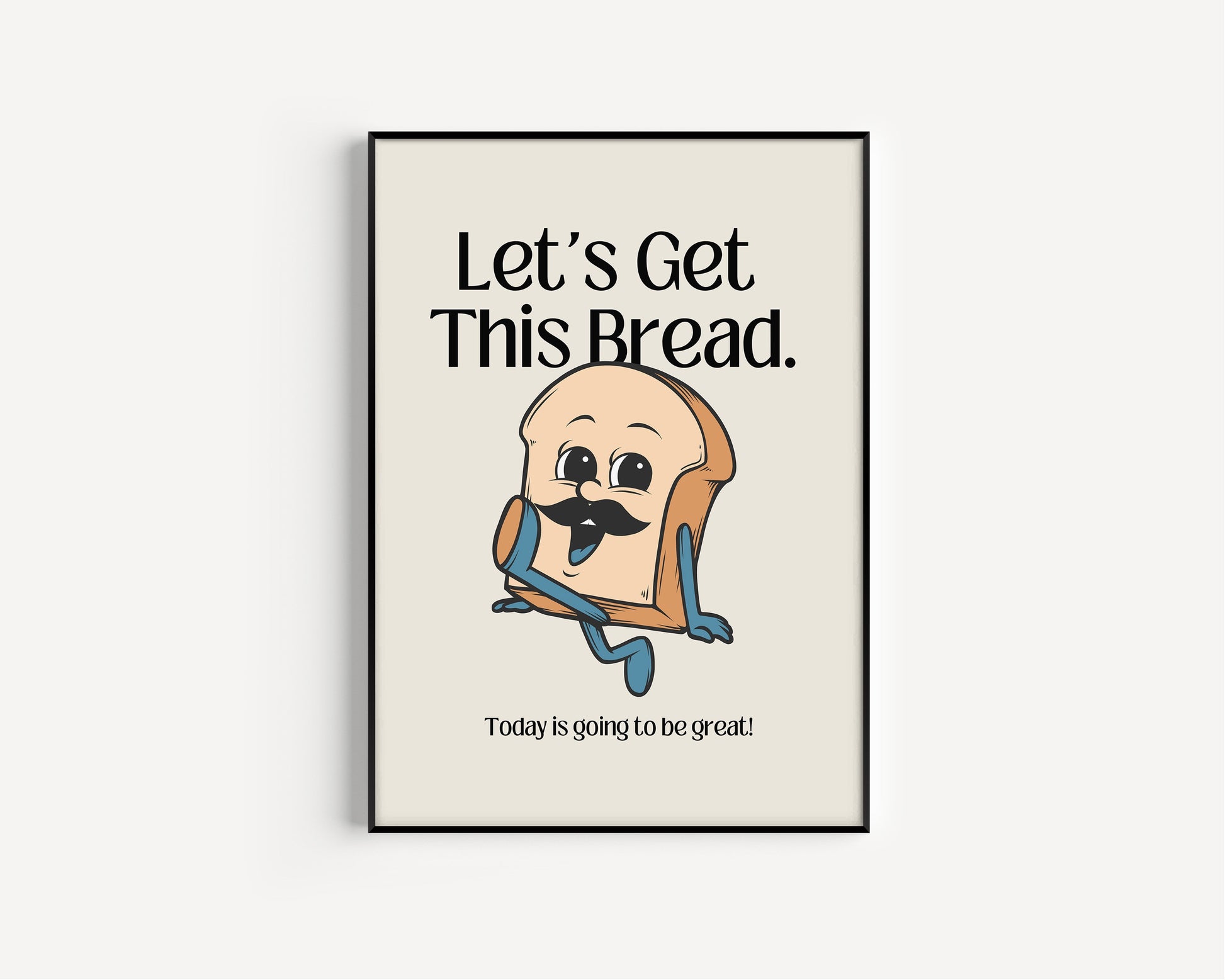 Retro Character Print, Let's Get This Bread, Motivational Kitchen Wall Art, Kitchen Prints, Retro Poster, Retro Wall Decor, Vintage Prints
