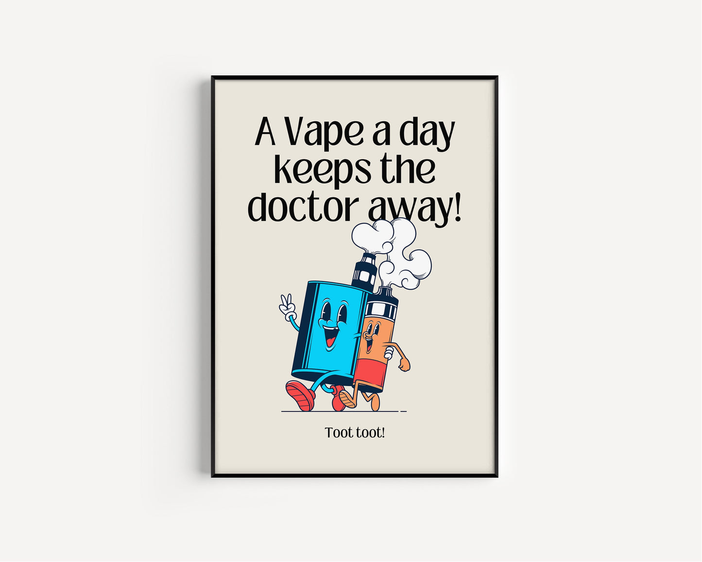 Retro Character Print, Fun Vaping Print, Light Hearted Wall Art, Retro Style Prints, Retro Poster, Vape Prints, Vintage Prints, Vaping